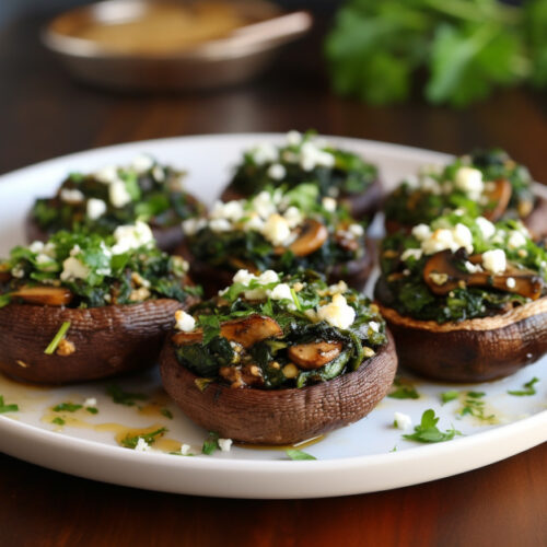 Greek Spinach and Feta Stuffed Mushrooms