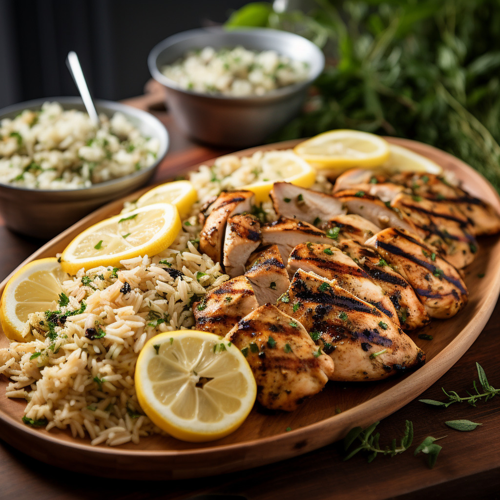 Grilled Lemon Herb Chicken and Rice Pilaf