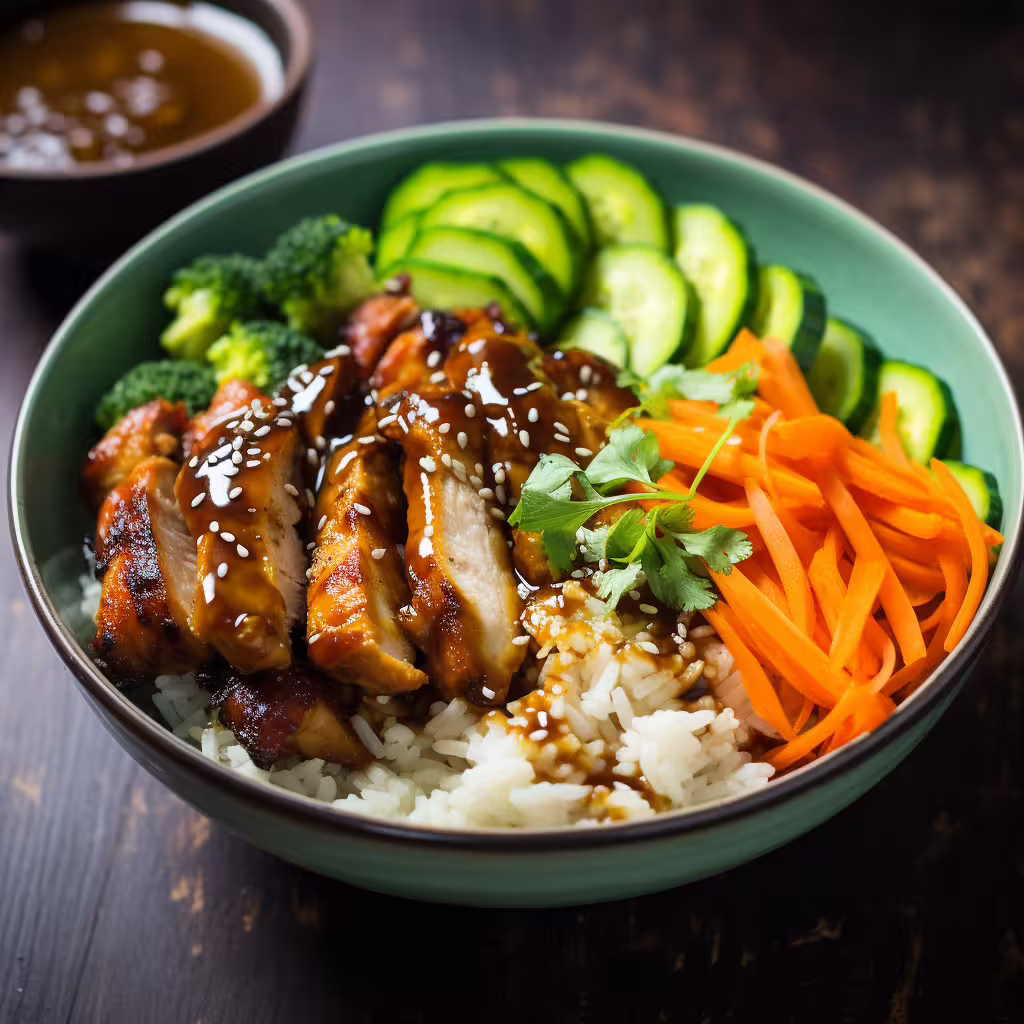 Miso-Glazed Chicken and Vegetable Rice Bowl