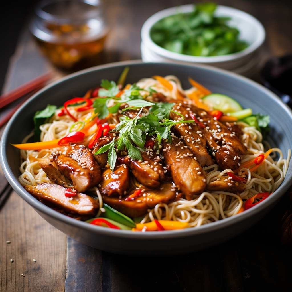 Spicy Szechuan Chicken and Noodle Salad