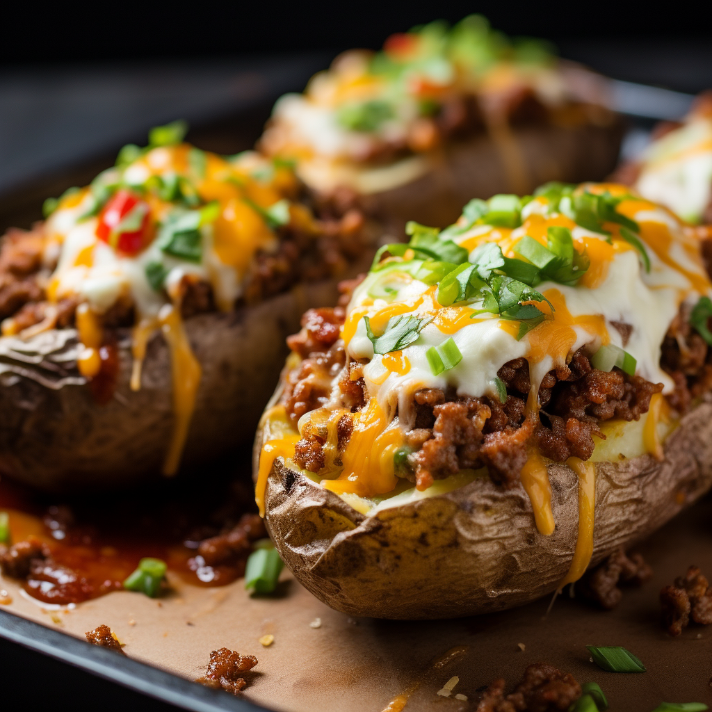 Tex-Mex Beef and Cheese Loaded Baked Potatoes