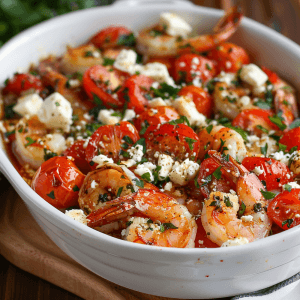 Baked Greek Shrimp with Tomatoes and Feta