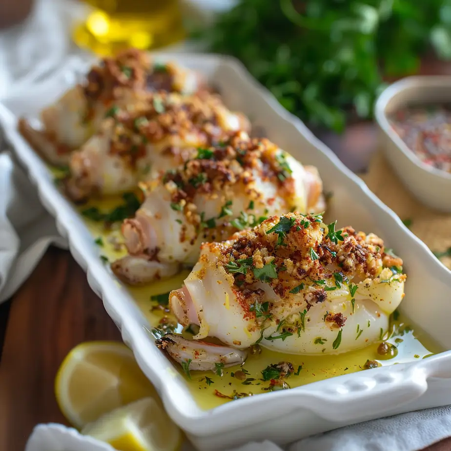 Greek-Style Baked Stuffed Calamari