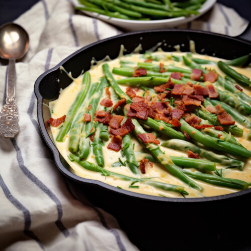 Sweet beans in creamy parmesan sauce