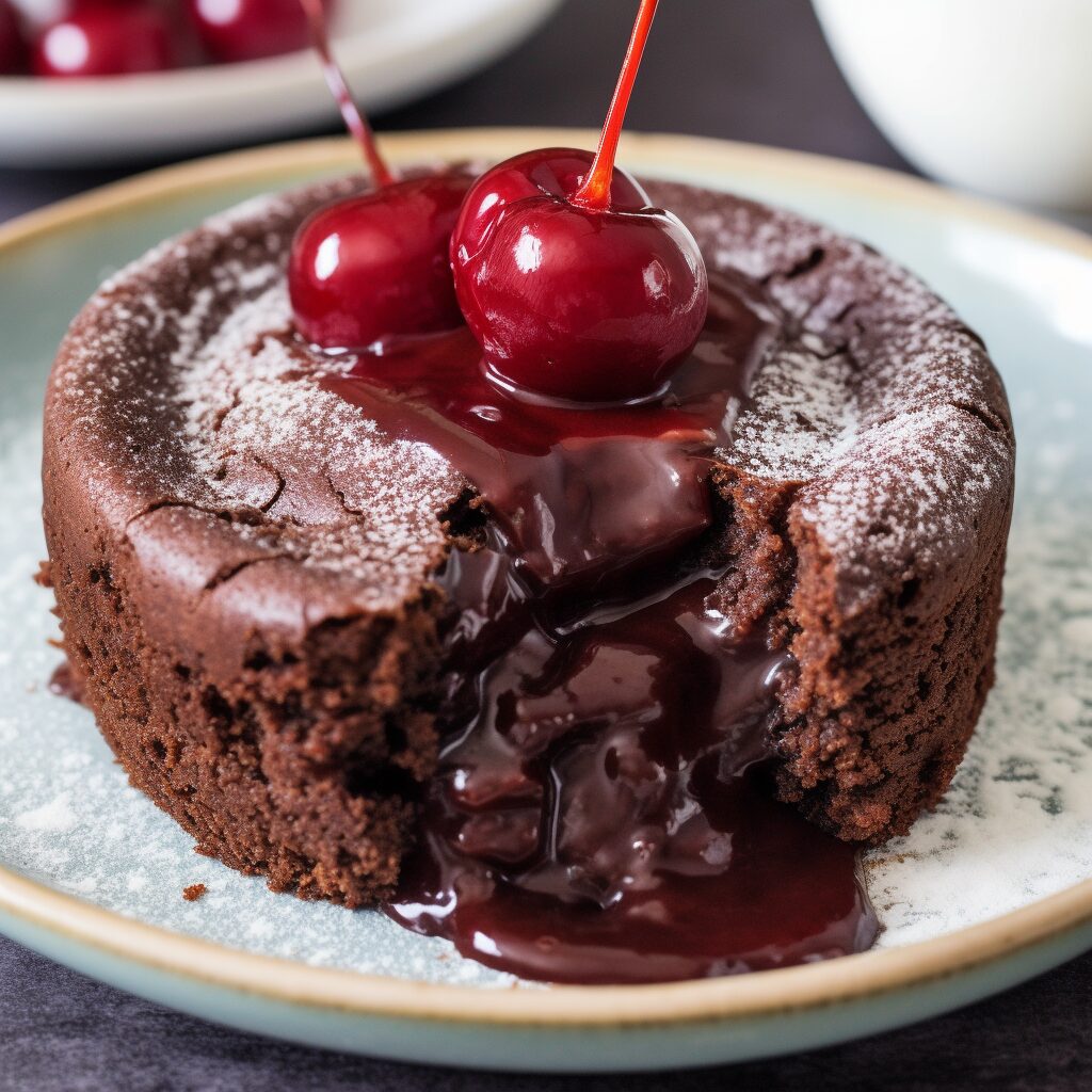 Chocolate Lava Cake with Cherries