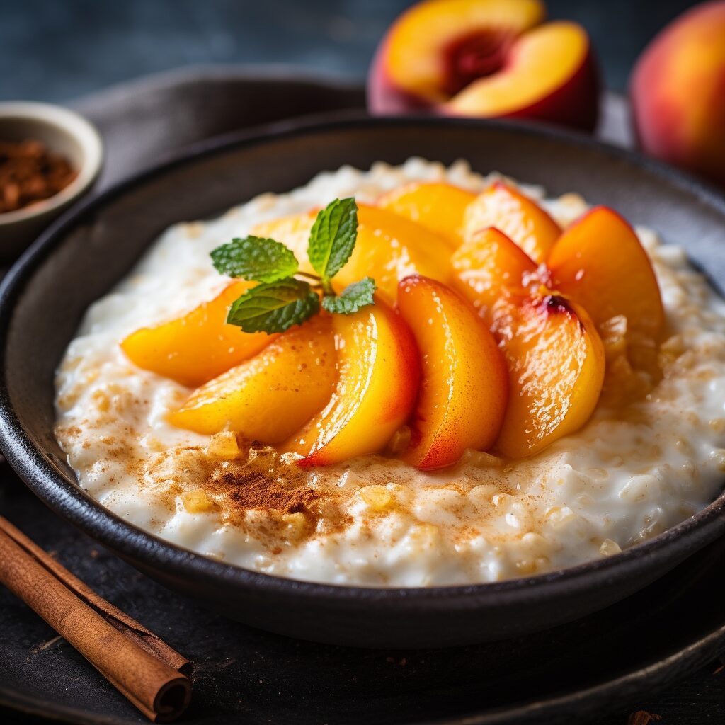 Vanilla Rice Pudding with Roast Peach