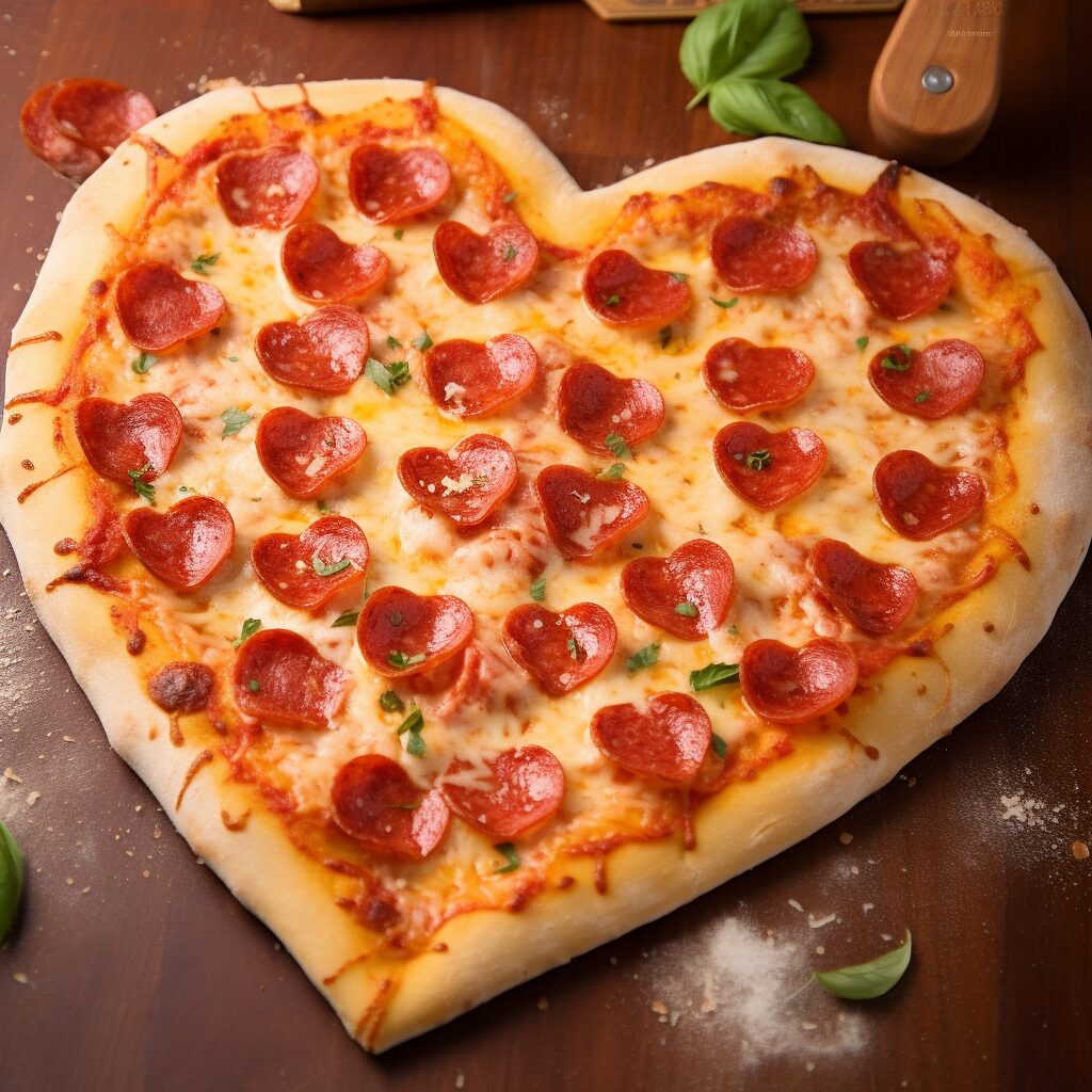 Heart Shaped Homemade pizza