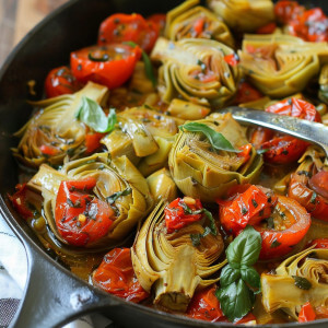 Braised Artichokes With Tomatoes and Basil