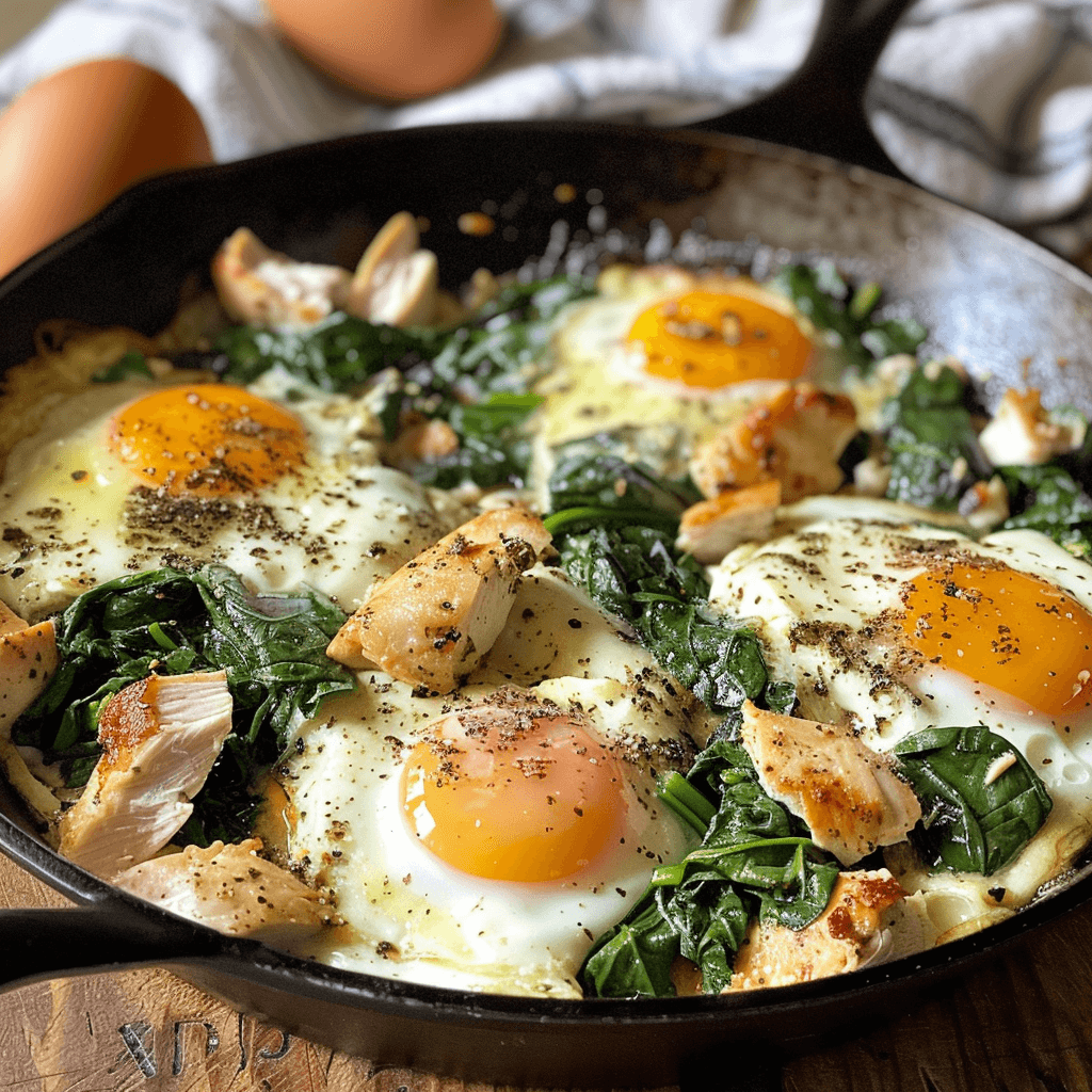 Chicken and Spinach Breakfast Skillet