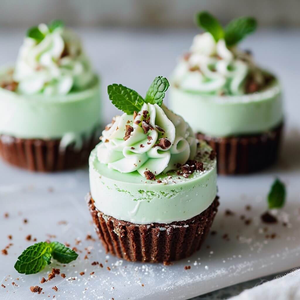 Mini Mint Cheesecakes