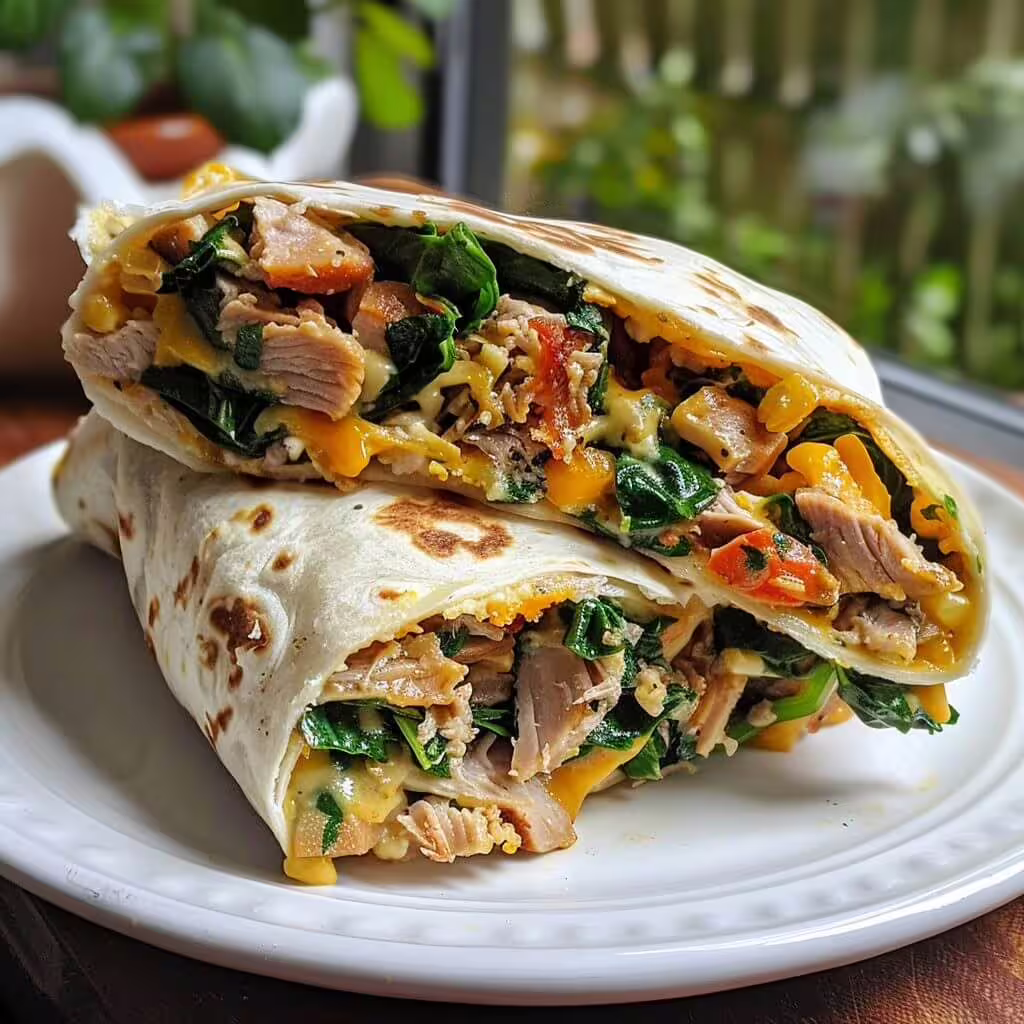 Pork and Spinach Breakfast Burrito