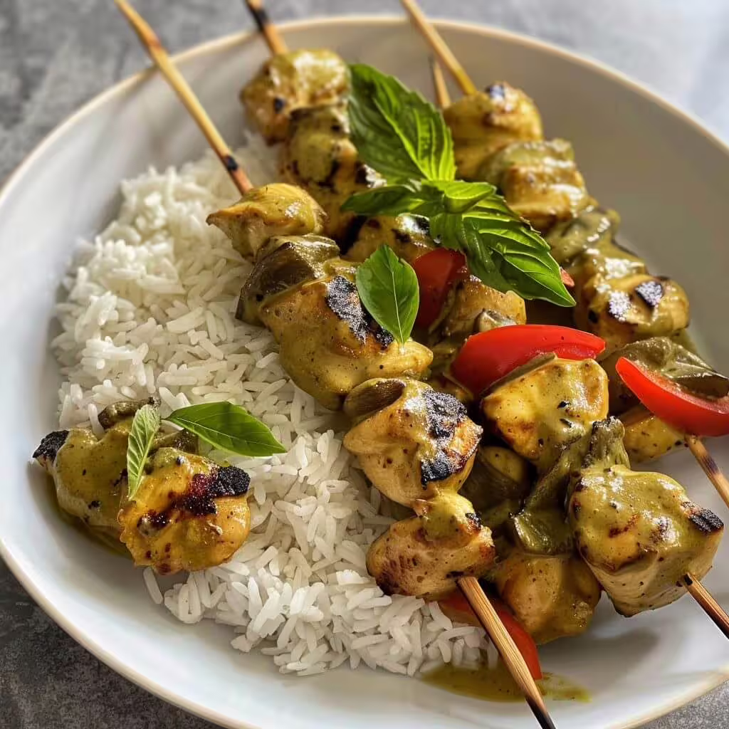Thai Green Curry Chicken Skewers