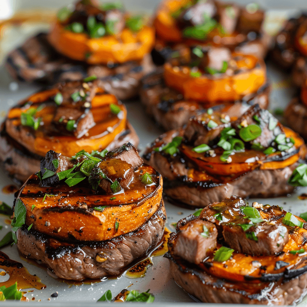Grilled Beef and Sweet Potato Rounds