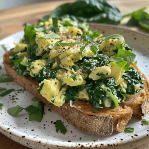 Spinach & Egg Scramble Toast