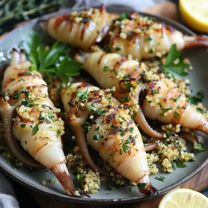 Baked Stuffed Squid with Herb Quinoa