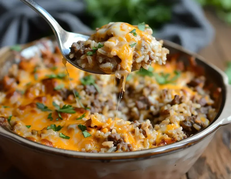 Cheesy Beef and Rice Casserole