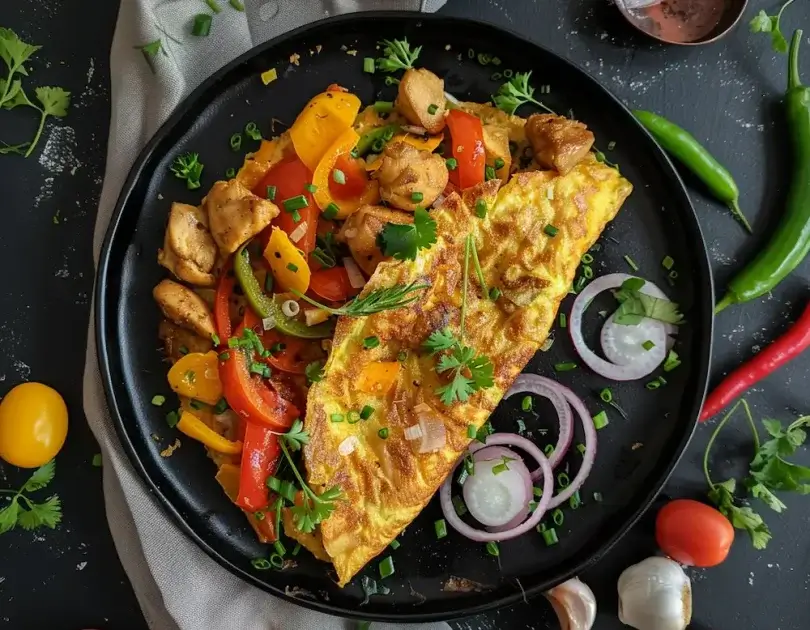 Fried Chicken and Vegetable Omelette