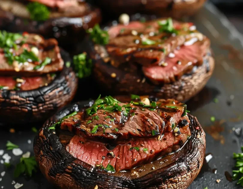 Grilled Beef and Portobello Mushroom Caps