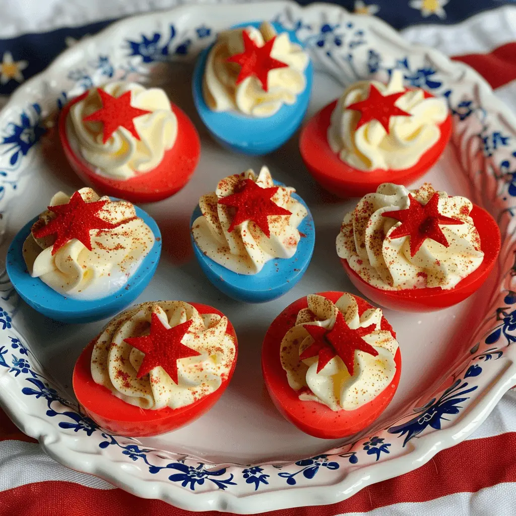 Red, White and Blue Deviled Eggs