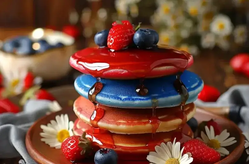 red, white, blue pancakes