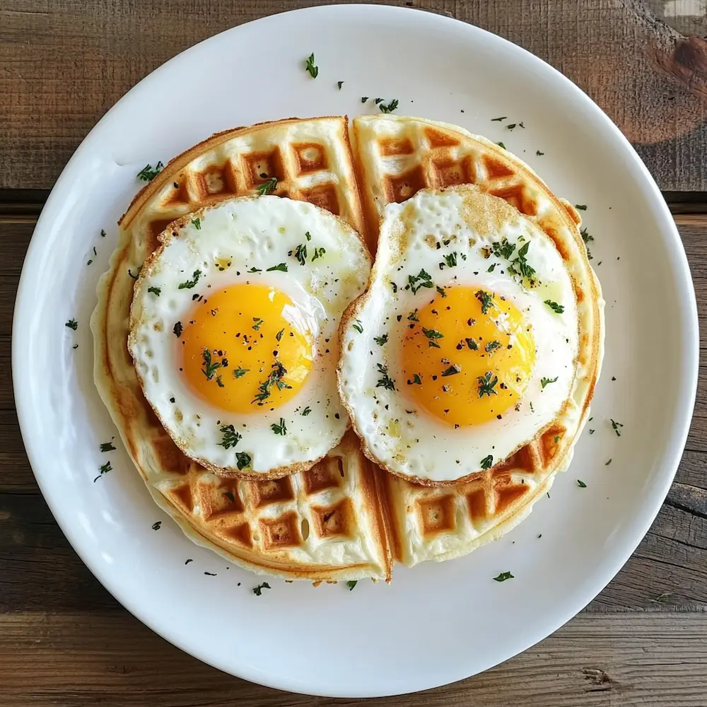 Fried Eggs With Waffles