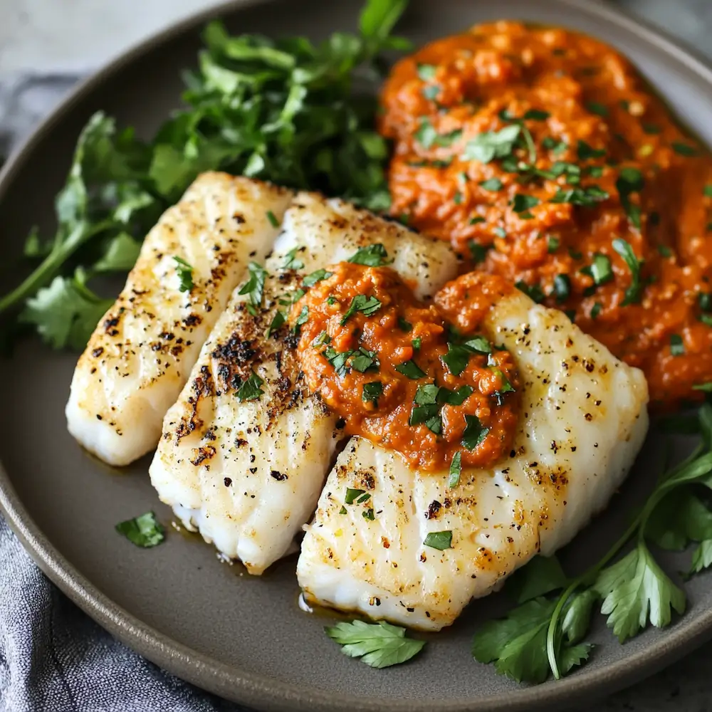 Grilled Cod With Romesco Sauce