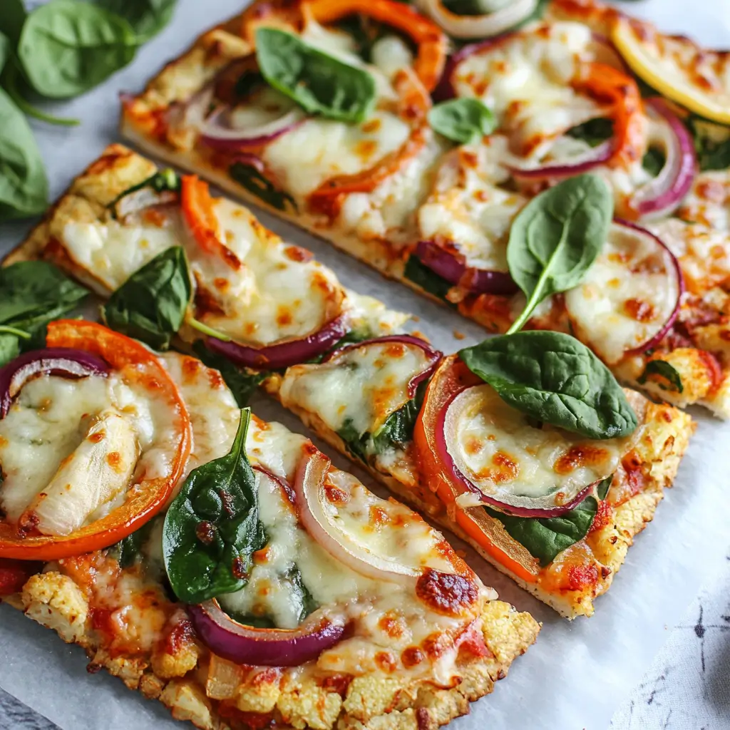 Healthy Cauliflower Pizza with Veggies