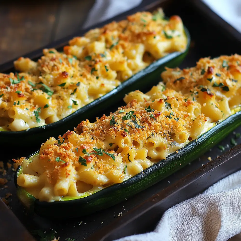 Mac & Cheese Stuffed Zucchini