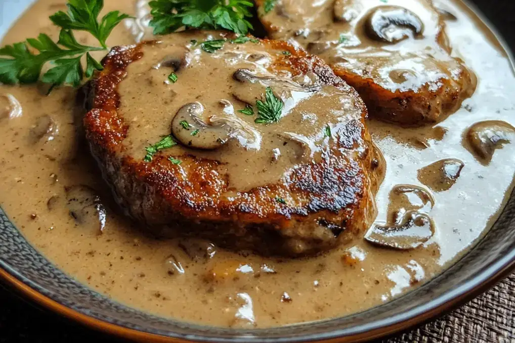 pork cutlets in mushroom gravy 2