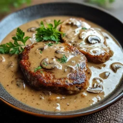 pork cutlets in mushroom gravy