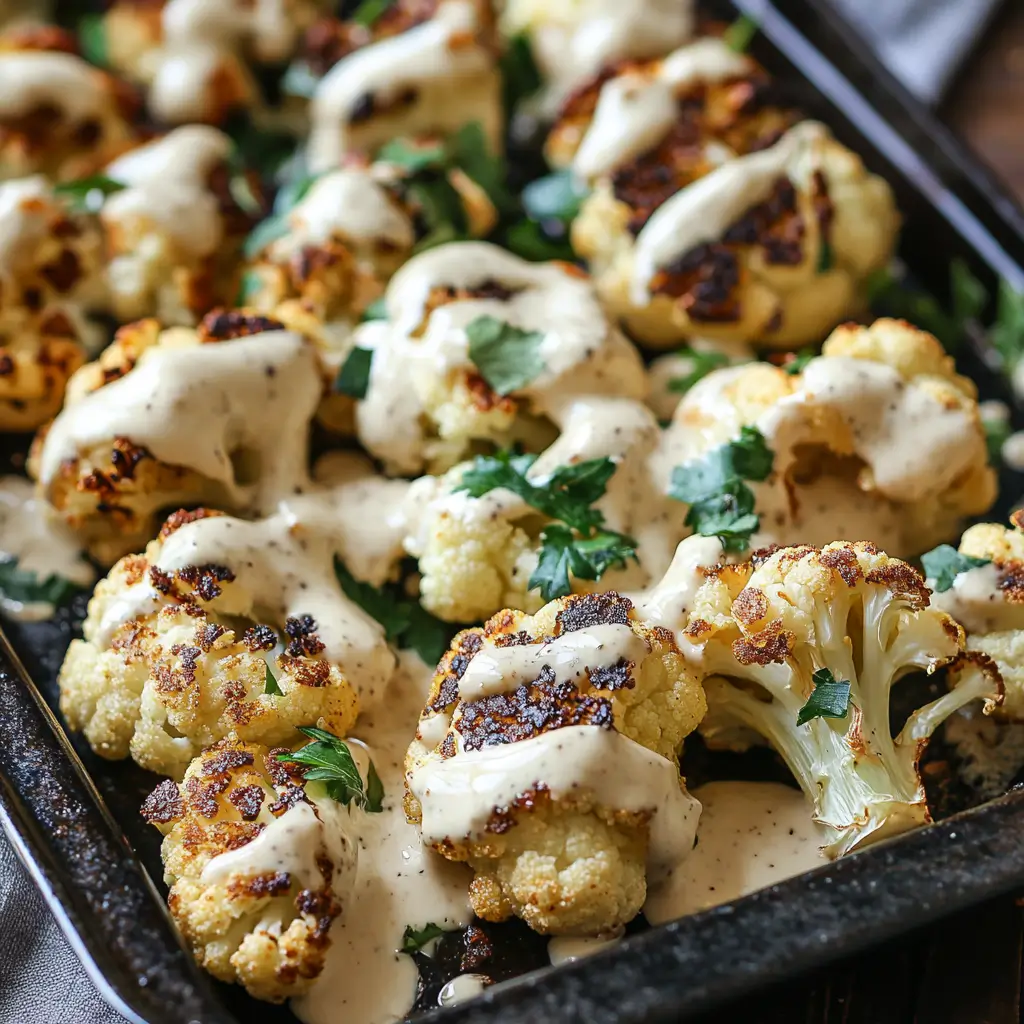 Roasted Cauliflower with Tahini Sauce