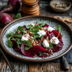 Beetroot salad with goat cheese